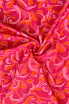 Lycra - 70's Paisley Orange/Pink