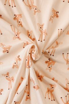 Fleece Print - Baby Deers on Light Salmon