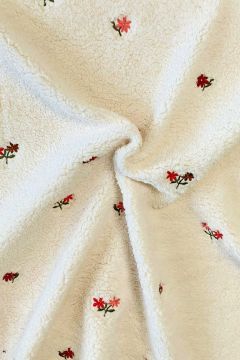 Super Soft Teddy/Borg - Flower Embroidery