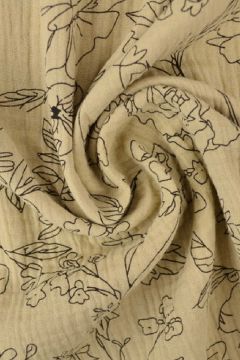 Hydrofiel - Sketch of Flowers on Beige