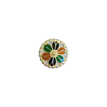 Knoop - Golden Flower - Orange/Brown/Green - 27,5mm