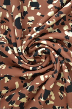 Lycra - Black and Beige Panther Spots on Light Brique