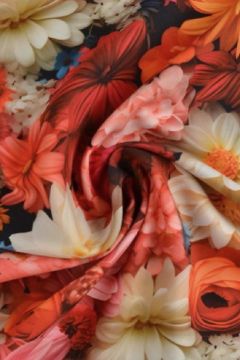 Viscose - Real Multicolor Bouquet of Flowers