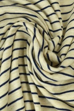 Viscose Tricot - Stripes Small Beige/ Navy