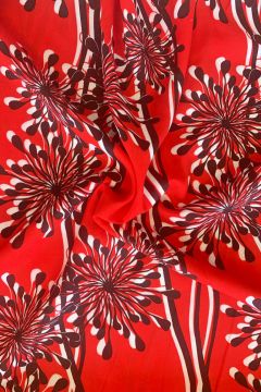 Viscose - Wiggle Red Flowers on Black