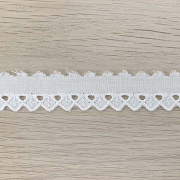Broderie Band - Schulprand Pointy - Wit - 25mm