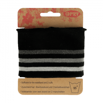 Manchetten Band Streep - Black & Grey Stripes