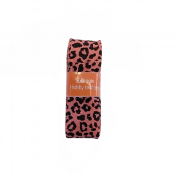 Oaki Doki Biaisband Katoen - Leopard Warm Coral - 2m 