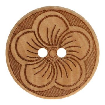 Knoop Hout 20mm  - Flower