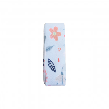 Biaisband - 2m - Sweet Flowers and Leaves on White