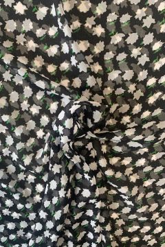 Chiffon - White Flowers on Black 