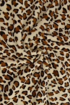 Knuffelfleece - Leopard brown on creme