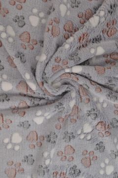 Knuffelfleece - Dogfeet on grey