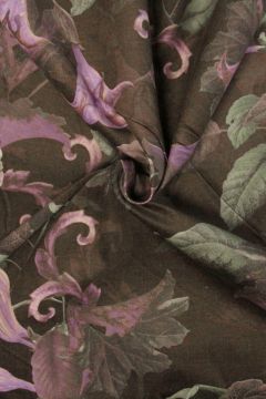 Corduroy - Purple Flowers on Dusty Brown