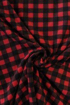 Fleece Print - Red/Black Small Squares