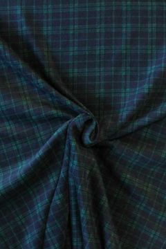 Fleece Print - Green Square Lines on Navy