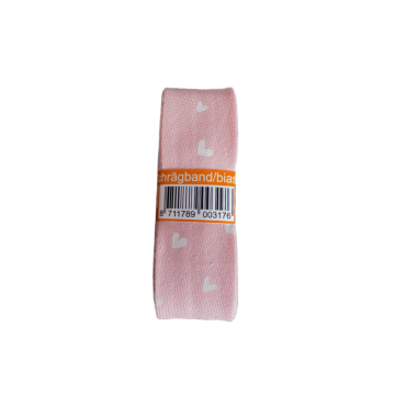 Biaisband - 2m - Sweet Hearts on Vintage Soft Pink