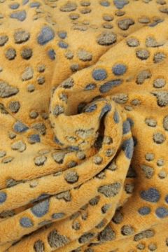 Welness Fleece - Blue/Brown Dogfeet on Ocher