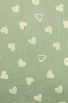 Hydrofiel Stof - Lovely Hearts Vintage Groen