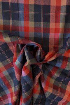 Katoen - Ruit blauw/Rood/Licht Blauw