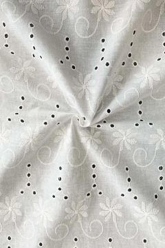 Broderie Katoen - Curly Flowers - Off White