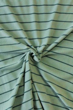 Fleece Print - Petrol Green Lines on Mint