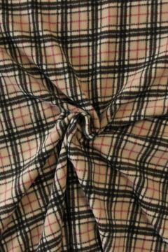 Fleece Print - Red/Black Squares on Beige