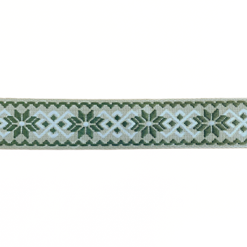 Luxe Tassenband - Snowflake - Moss Green/Beige/White