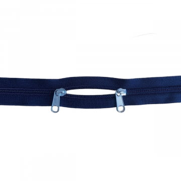 Rits met 2 Schuivers - 80cm - Niet Deelbaar - Navy/Silver