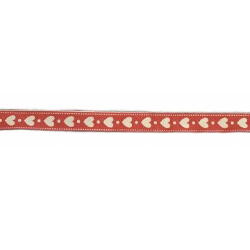 Lint - Hearts creme on Red - 15mm