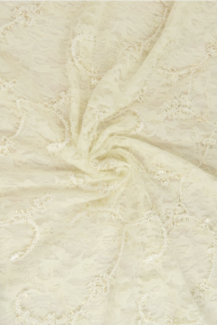 Mesh - flowers and Knitted lines creme/gold