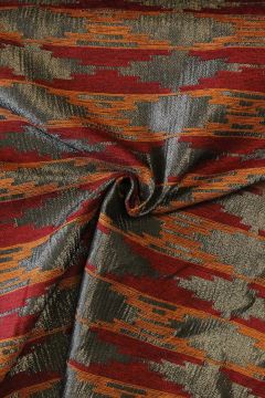 jacquard gobelin - Graphic Blocks Silver/Bordeaux/Rusty