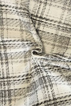 Bouclé - Ruiten Zwart/Wit/ Sparkle Transparant 