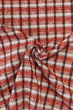 bouclé - Ruit Zwart/Rood/Vanille