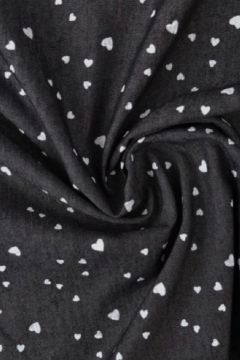 Chambray - Tiny White Hearts on Black