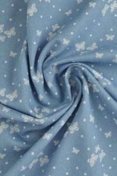 Chambray - White Butterflies and Dots on Vintage Blue