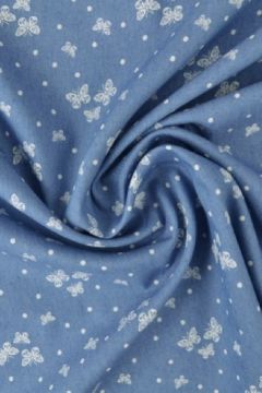 Chambray - White Butterflies and Dots on Classy Blue