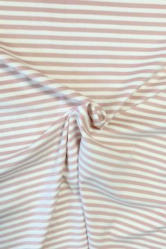 Cotton Jersey Brushed Stripes - Old Pink/White