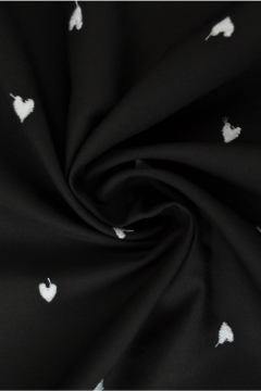 Embroidery Stof - White Hearts on Black