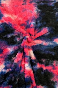 Fluffy Fur Tie Dye - Pink/Black/Blue