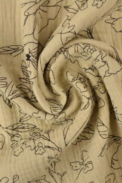 Hydrofiel - Sketch of Flowers on Beige