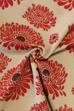 Jacquard Gobelin - Big Red Flower on Beige