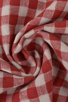 Katoen Canvas - Checkered Red/White