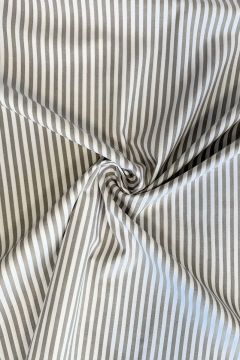 Blousestof - Stripes - Dark Taupe/White