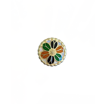 Knoop - Golden Flower - Orange/Brown/Green - 27,5mm