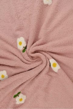 Zachte Badstof - White Flowers on Old Pink