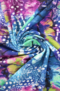 Lycra - Purple/Green/Blue Feather Art