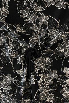 Lycra - Cute White Flowers on Black