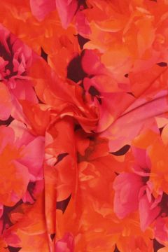 Lycra - Bright Fuchsia/Red/Orange Flower Sea