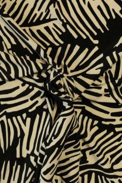 Lycra - Champagne Colored Leaves on Black